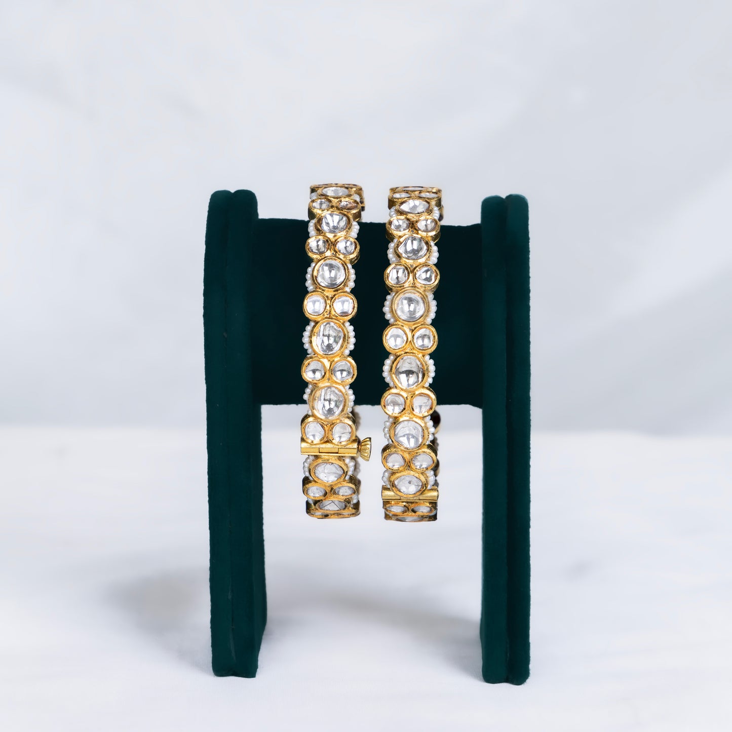 Jadau Uncut Diamond 24KT Yellow Gold Bangle for Women