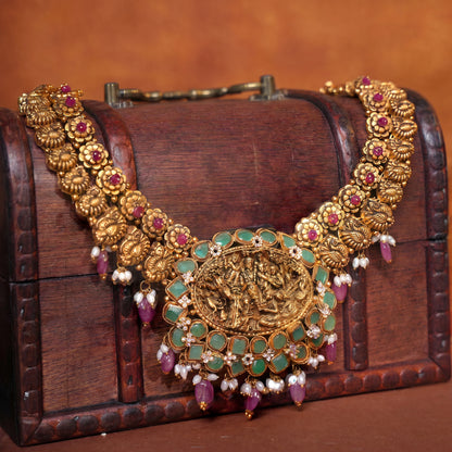 Micro Art 22KT Yellow Gold Temple Necklace for Women