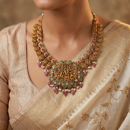 Micro Art 22KT Yellow Gold Temple Necklace for Women