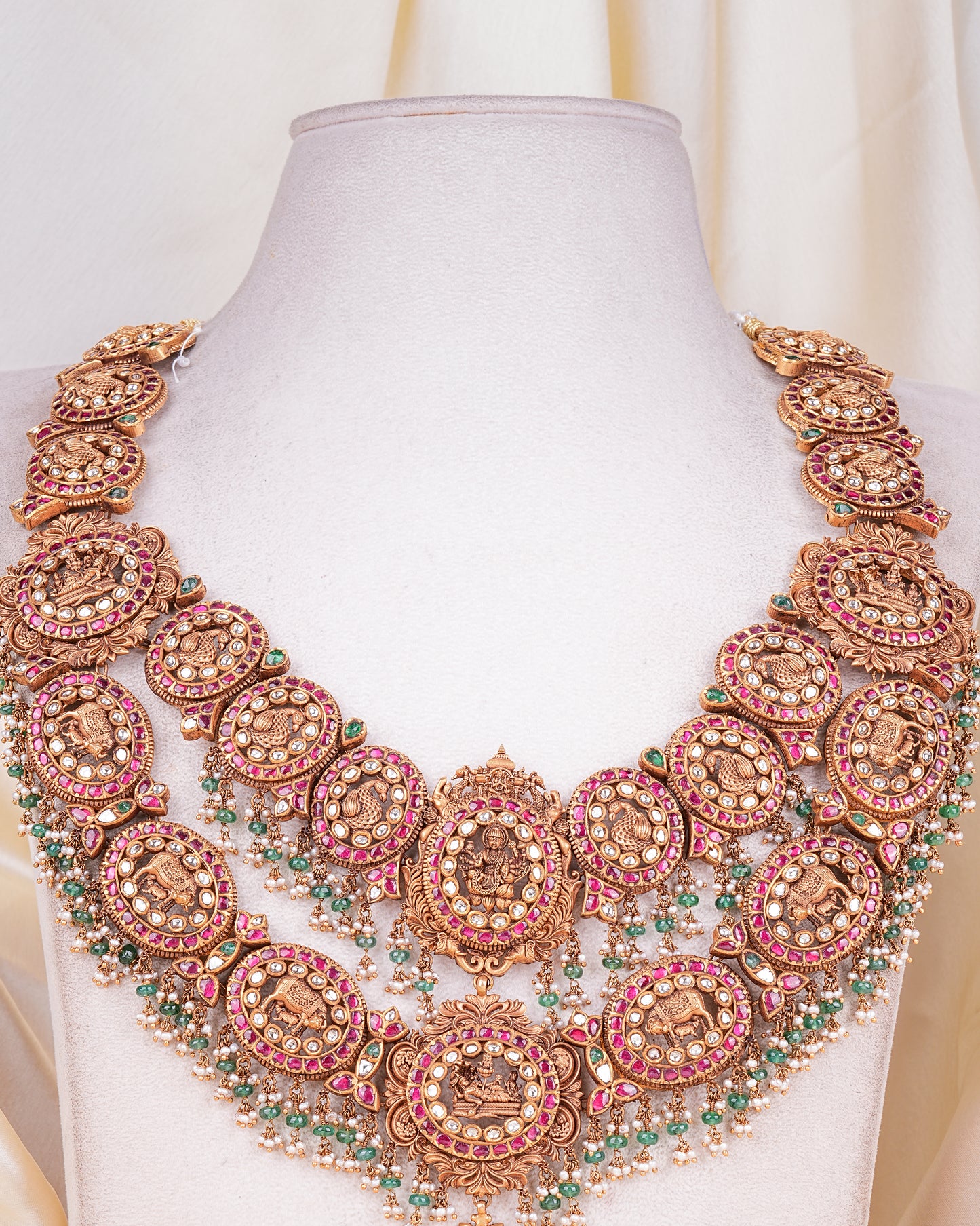 Kemp Nakshi 22KT Gold Lakshmi Haram Necklace for Women