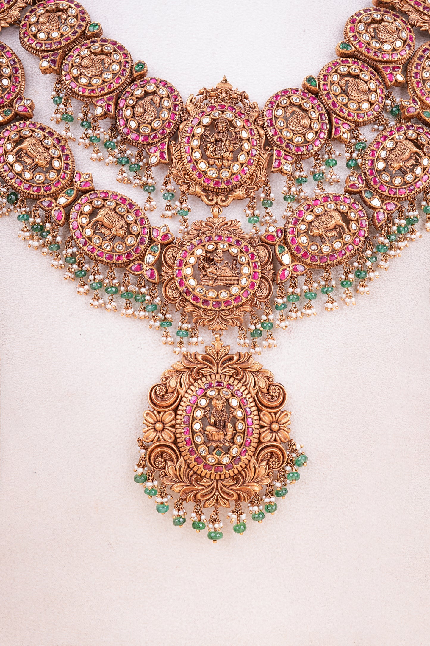 Kemp Nakshi 22KT Gold Lakshmi Haram Necklace for Women