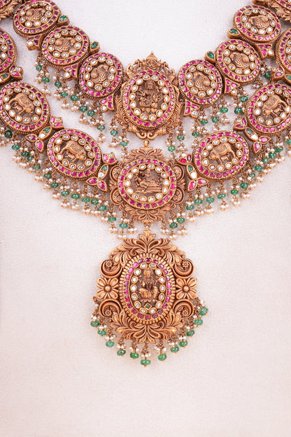Kemp Nakshi 22KT Gold Lakshmi Haram Necklace for Women