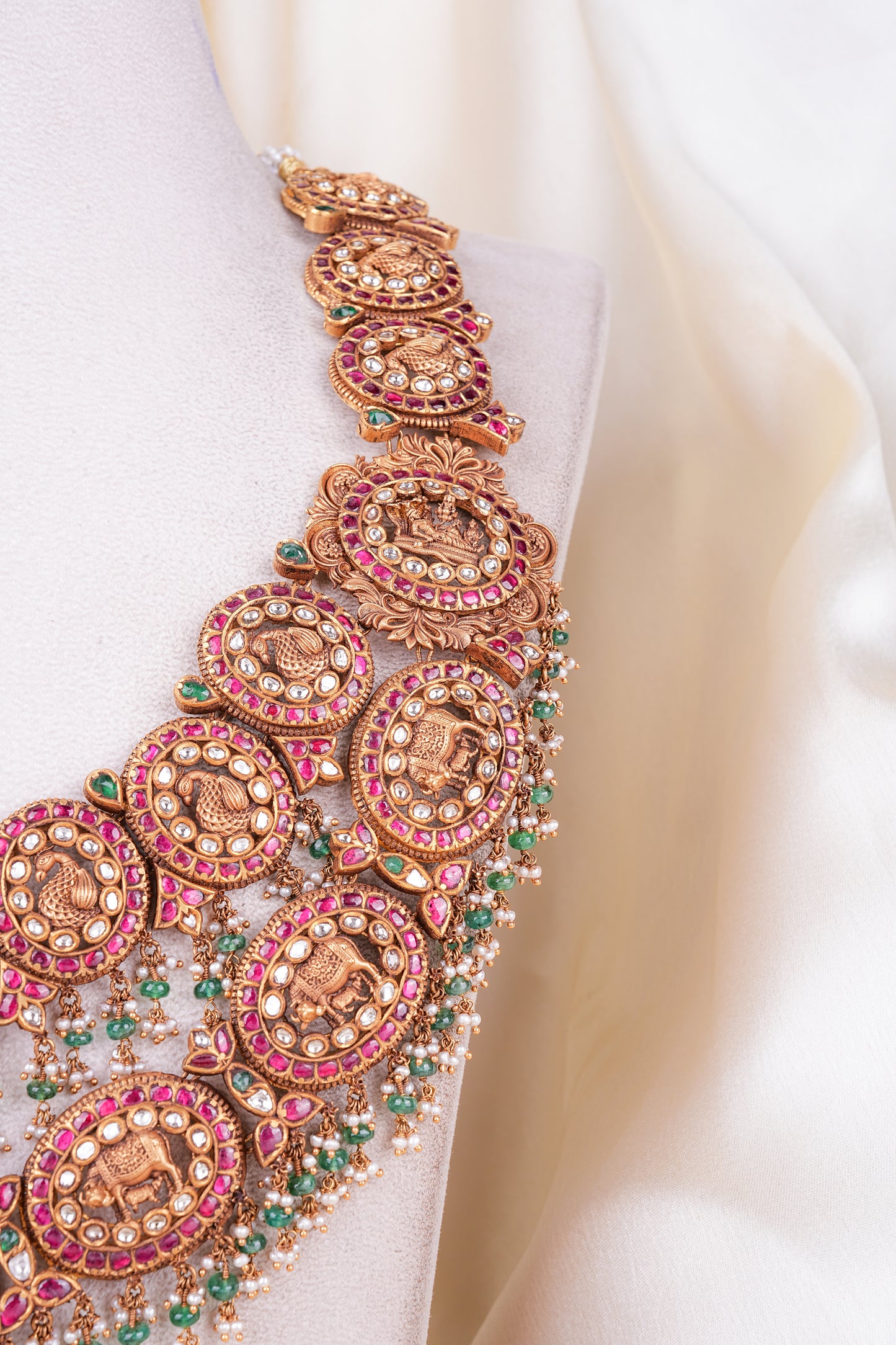 Kemp Nakshi 22KT Gold Lakshmi Haram Necklace for Women