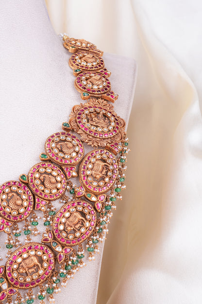 Kemp Nakshi 22KT Gold Lakshmi Haram Necklace for Women