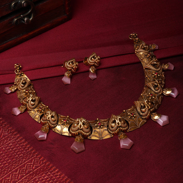 22KT Gold Antique Nakshi Necklace Set
