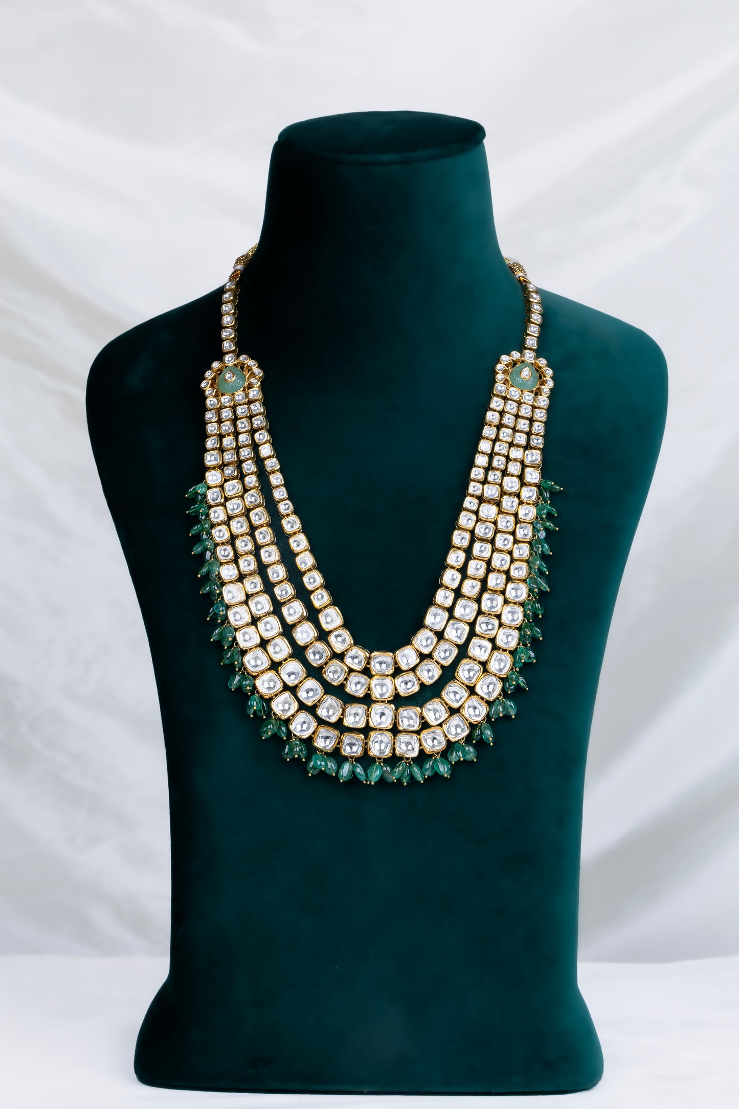 Jadau Uncut Diamond 24KT Gold 3-Layer Haram for Women