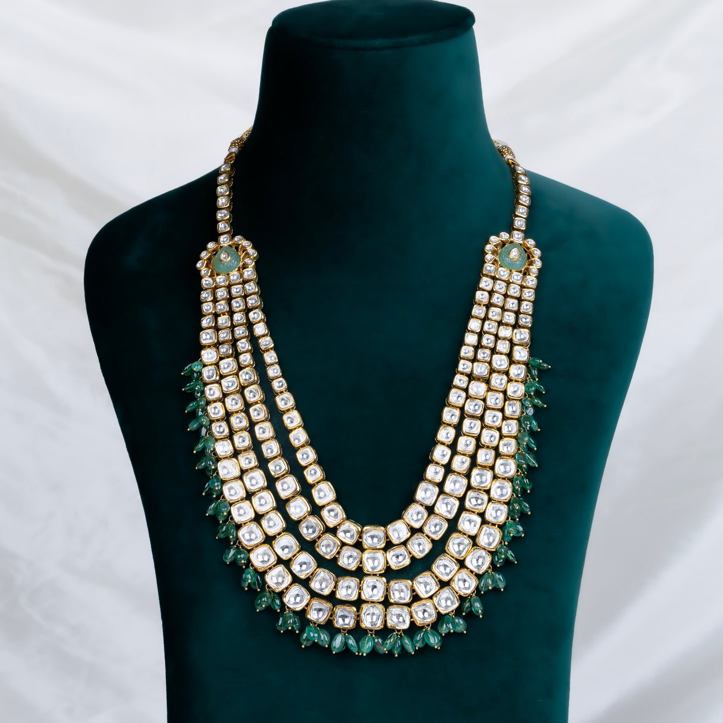 Jadau Uncut Diamond 24KT Gold 3-Layer Haram for Women
