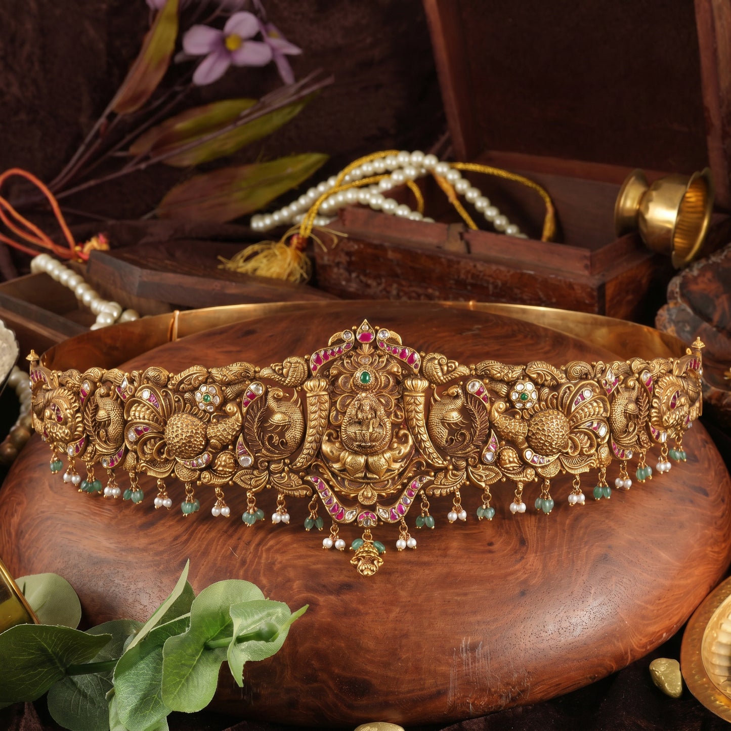 Temple Lakshmi Nakshi Oddiyanam in 22KT Gold for Women
