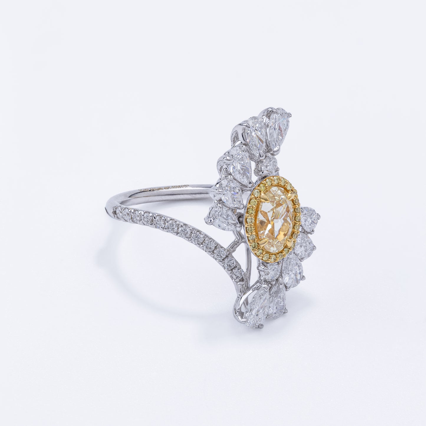 18Kt Yellow Gold Trendy Diamond Ring for Women
