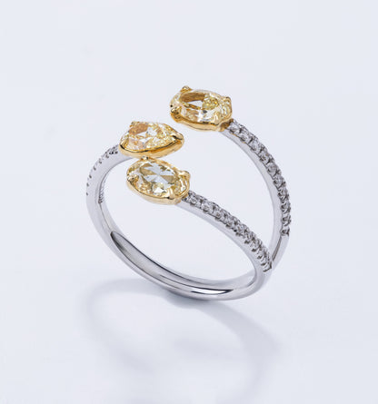 18KT Dual Tone Yellow Diamond Ring For Women