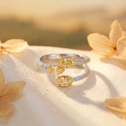 18KT Dual Tone Yellow Diamond Ring For Women