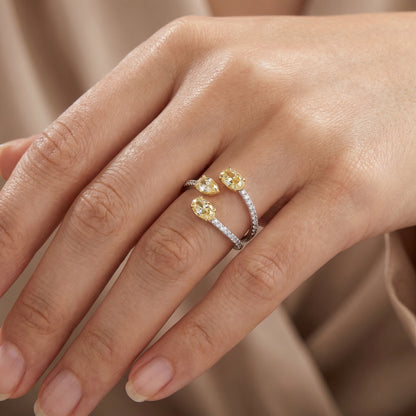 18KT Dual Tone Yellow Diamond Ring For Women