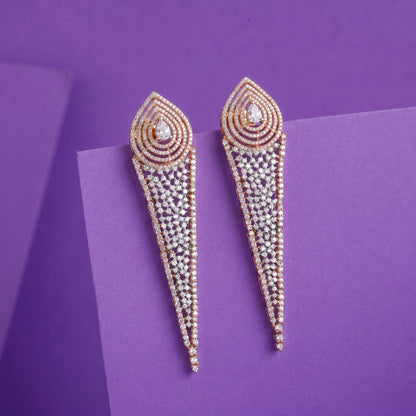 18Kt Long Diamond Chandelier Drop Earrings for Women
