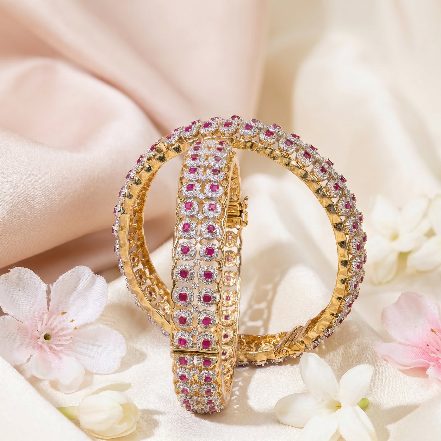 22 KT Gold Bridal Diamond Bangles for Women