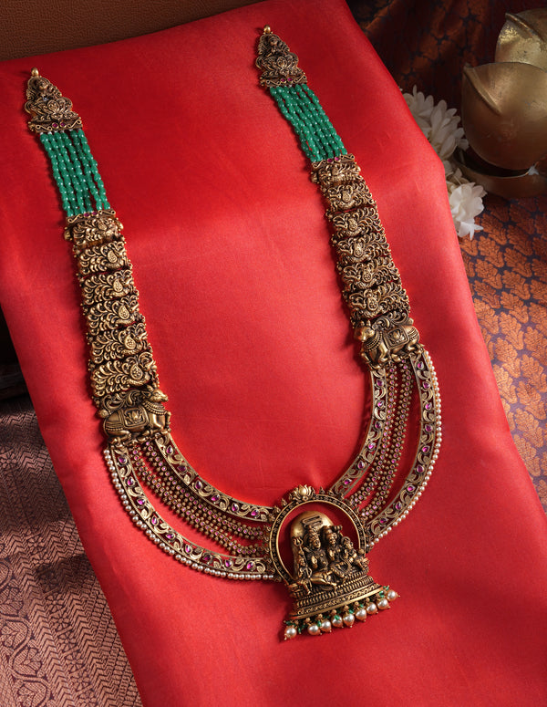 22KT Gold Deep Nakshi Shiva Parvati Temple Haram